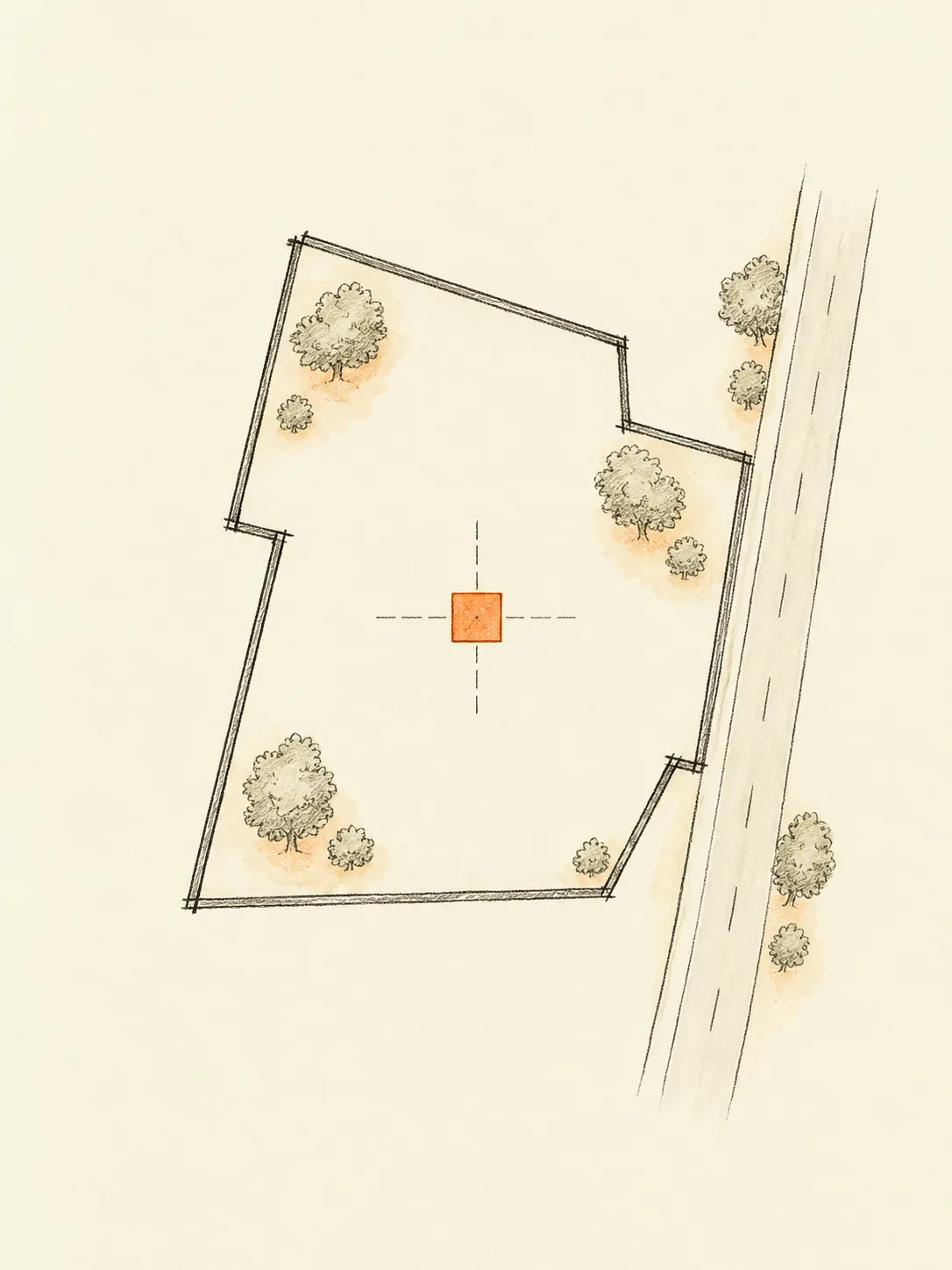 Plot and Brahmasthan: illustrated workflow, not a customer result
